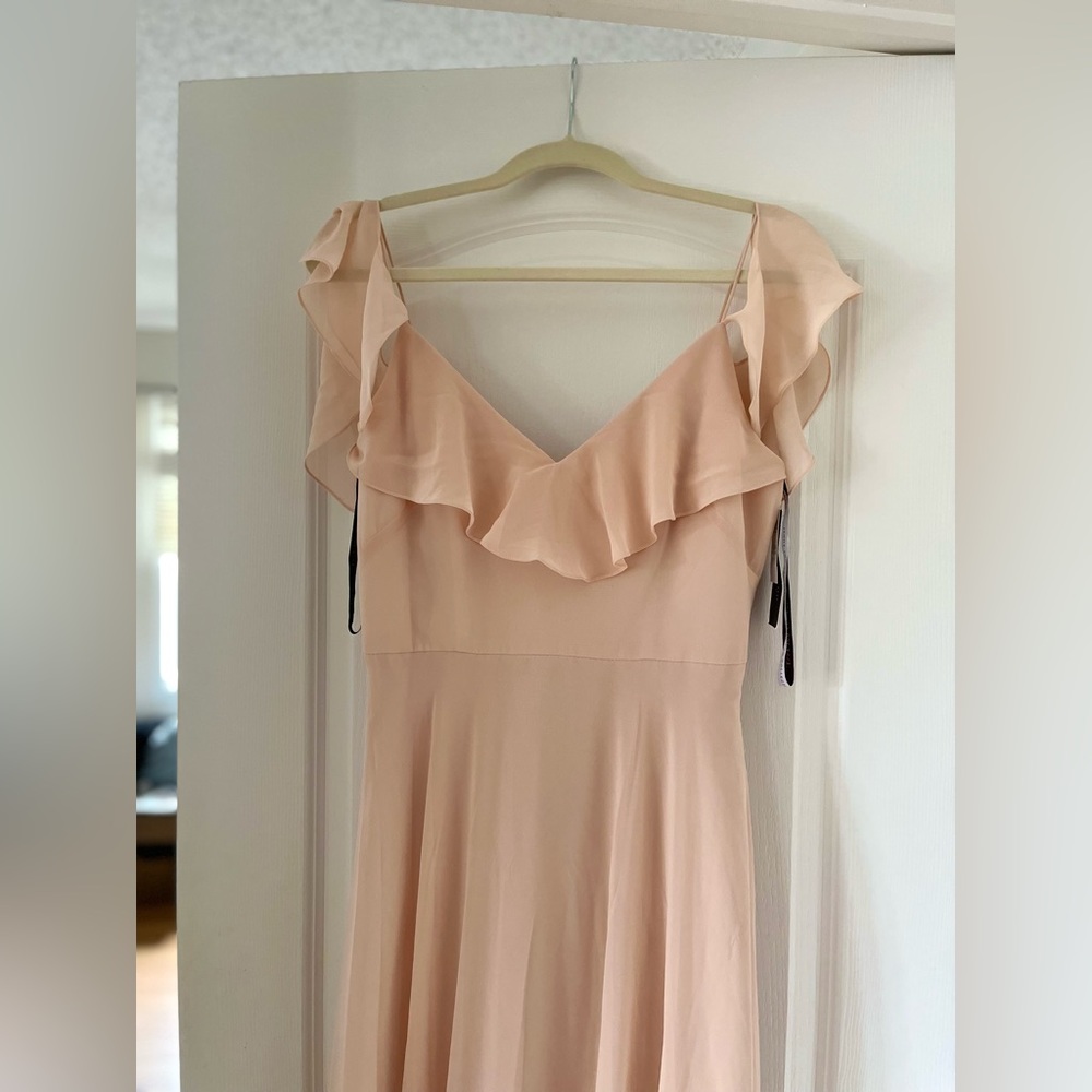 NWT Jenny Yoo Mila Dress - blush, chiffon flowy dress - Picture 4 of 6